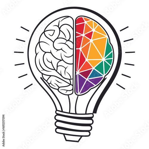 Human Minds Brain Concepts and Ideas,Creative Brain Idea Colorful Lightbulb Brainstorm Concept,Human Minds Brain Concepts and Ideas