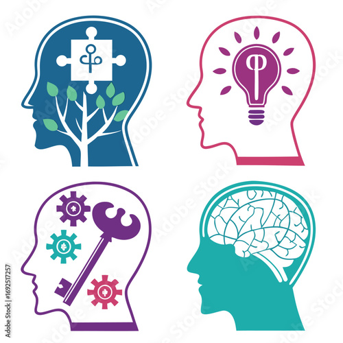 Human Minds Brain Concepts and Ideas,Psychology and Mental Health Concepts Brain, Ideas, and Solutions