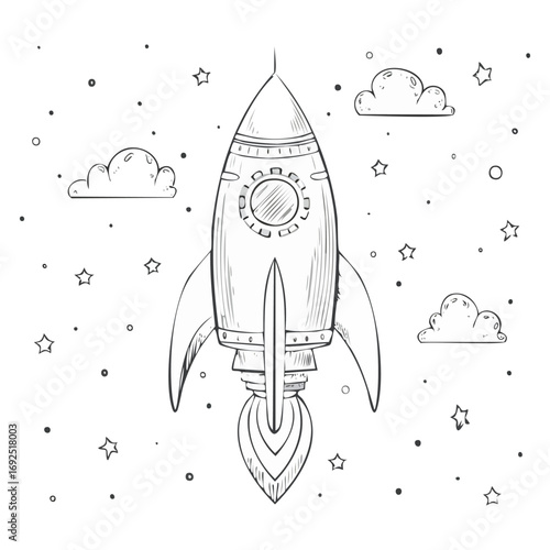 Rocket icon hand drawn simple design ai generated