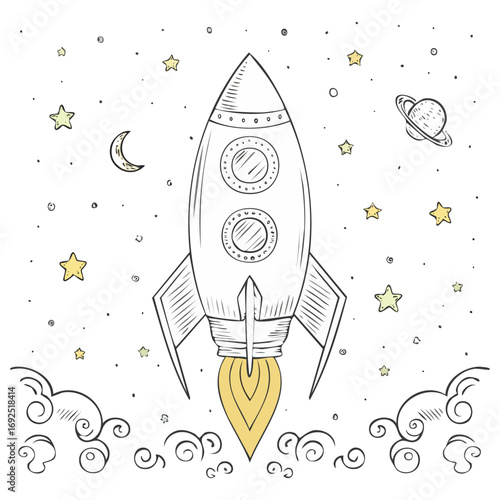 Rocket icon hand drawn simple design ai generated