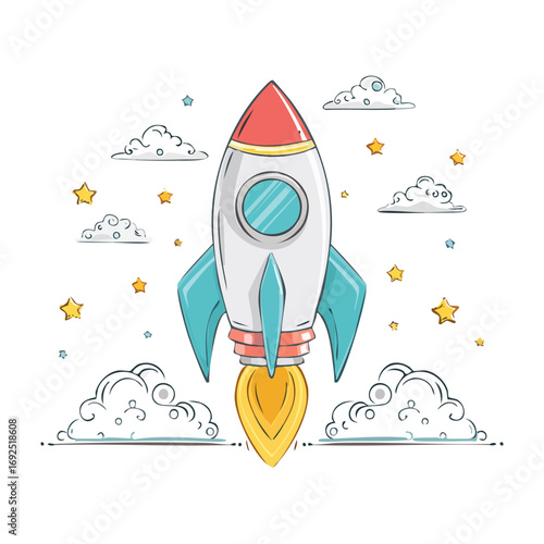 Rocket icon hand drawn simple design ai generated