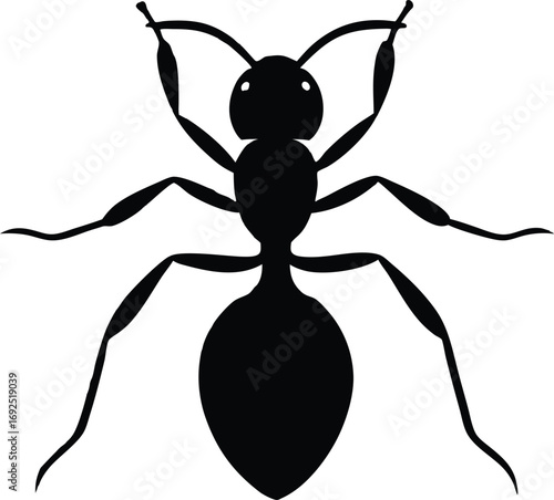 Black Ant Silhouette - Vector Art Illustration, Ant Insect Silhouette in Vector Format (EPS, AI, SVG)