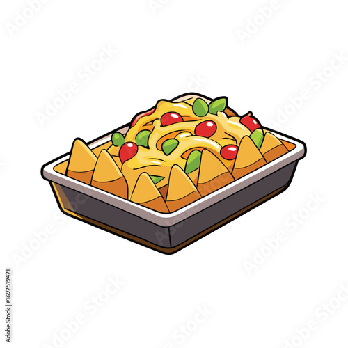 Delicious nacho fries loaded with melted cheese and a variety of savory toppings presented vibrantly