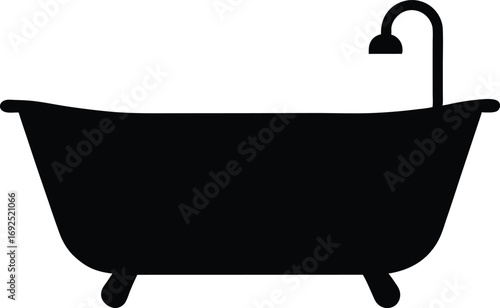 Vector Illustration of a Baby Bathtub Silhouette, Newborn Baby Bath Time Silhouette Vector Art
