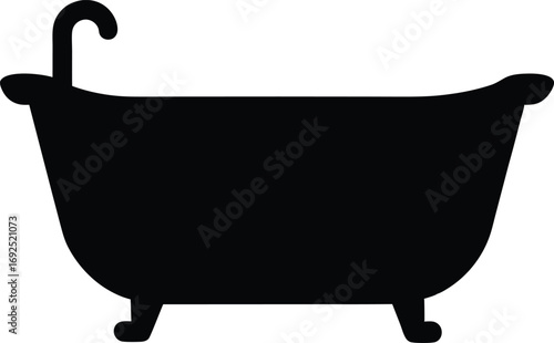 Vector Illustration of a Baby Bathtub Silhouette, Newborn Baby Bath Time Silhouette Vector Art