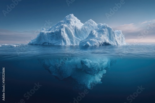Massive iceberg, split view, above and below water (1)