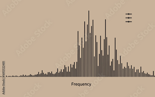 Abstract representation of a frequency spectrum with peaks and a muted background
