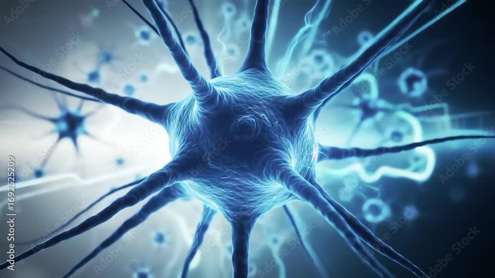 Close-up of a neuron cell with dendrites, showcasing neural networks ...