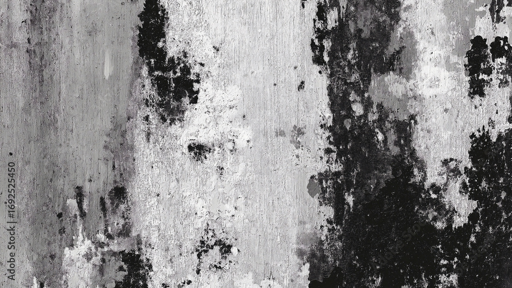 Fototapeta premium Grunge Black and White Textured Wall with Rough Peeling Paint and Stains for Business and Life Inspiration