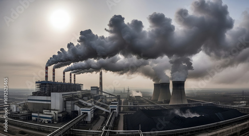 industrial power plant emitting smoke pollution