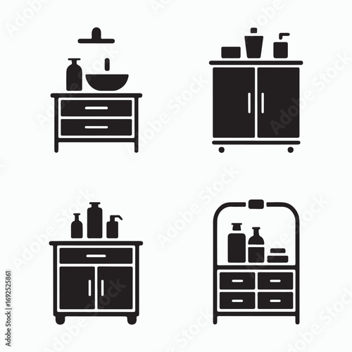 Medicine Cabinet Solid Icons Set