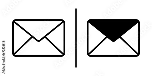 Email Icon: Simple graphical illustration of email notification depicting unopened and opened mail, a symbol of digital communication in the modern era.