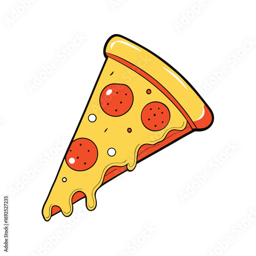 A delicious slice of pepperoni pizza with a realistic gooey cheese pull effect and vibrant colors
