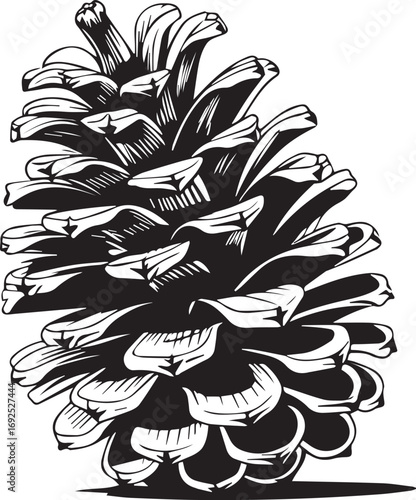 Pine Cone: A meticulously crafted illustration captures the intricate beauty of a pine cone, showcasing the natural artistry and subtle textures within its scales and delicate structure.