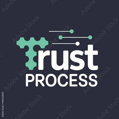 Trust process concept with interconnected gears and digital flow symbolizing secure systems and technological advancement vector
