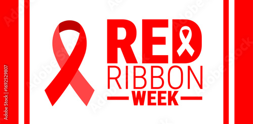 Red Ribbon Week background, banner, card or poster design template is observed every year during October, to raise awareness about the mission. Vector illustration.