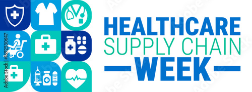 Healthcare Supply Chain Week Geometric shape pattern background, banner, card or poster design template is observed every year during October, to raise awareness about the mission.