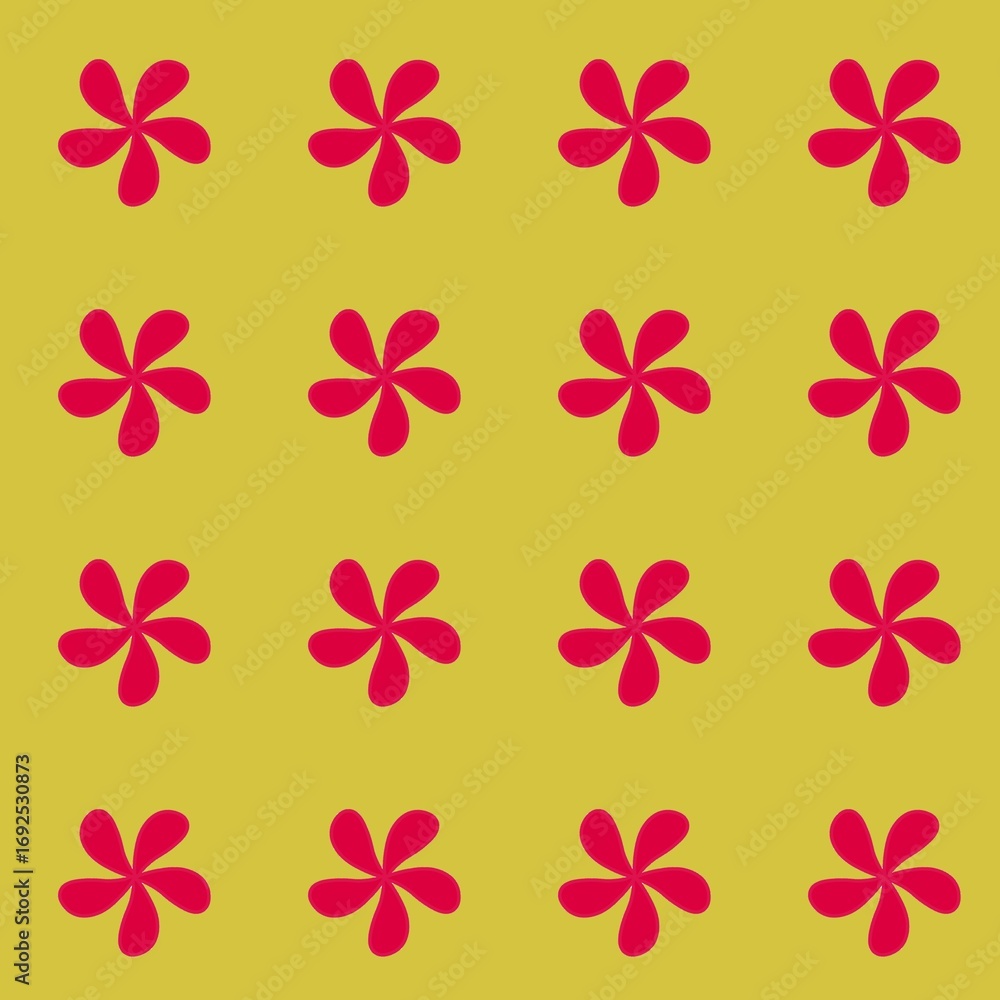 Fototapeta premium illustration red flower. Hand Drawn Flowers. Red flower seamless pattern. red flower icon with yellow background.