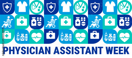 National Physician Assistant Week geometric shape pattern background, banner, card or poster design template is observed every year during October, to raise awareness about the mission. Vector