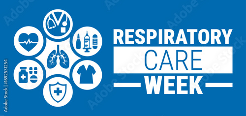 respiratory care week background, banner, card or poster design template is observed every year during October, to raise awareness about the mission. Vector illustration.