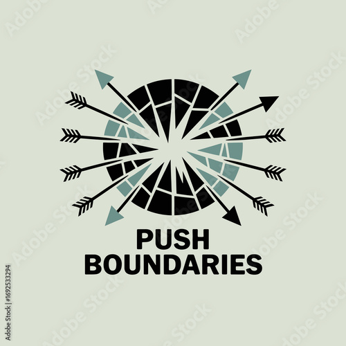 Cracked circular wall shattering under arrow impact symbolizing pushing boundaries and overcoming challenges concept vector
