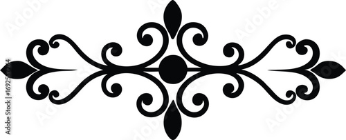 Calligraphic Ornamental Divider Silhouette Vector, Elegant Line Decoration