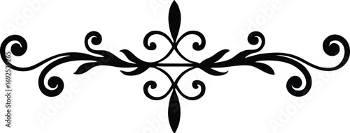Calligraphic Ornamental Divider Silhouette Vector, Elegant Line Decoration