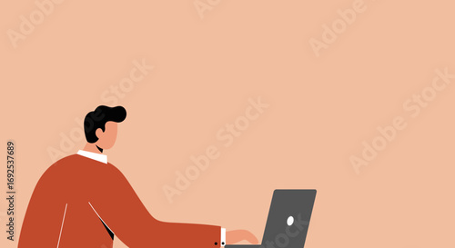 Professional works diligently on a laptop, symbolizing remote work, online learning, or modern business communication. Ideal for concepts of productivity and technology.