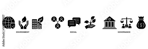 ESG icon set vector illustration concept for Environment Social Governance of corporate sustainability performance for investment screening