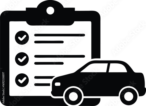Car Service Maintenance List Vector, Automotive Shop Management Icon