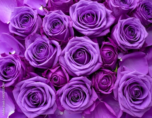 Close-up of many vibrant purple roses