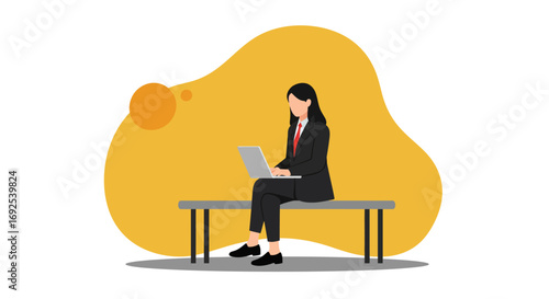 Professional businesswoman working remotely on her laptop. Concept of remote work, productivity, business success, and modern lifestyle.