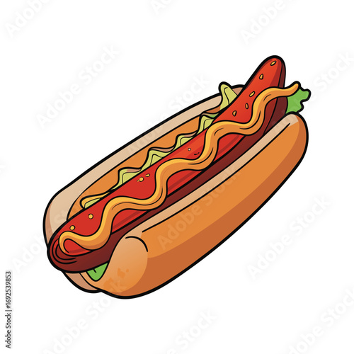 Delicious bacon wrapped hot dog with onions and savory sauce presented on a white background