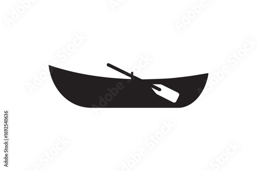 Rowboat Silhouette With Oar Vector Simple Rowboat Silhouette Icon