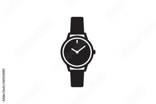 Classic Analog Watch Black Silhouette Minimal Wristwatch Glyph Graphic