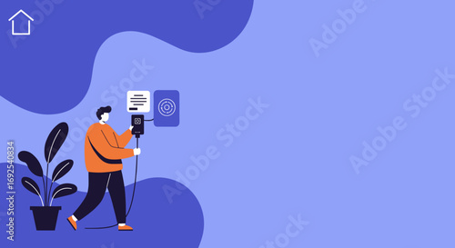 Person connecting and managing smart home devices, symbolizing modern digital living, automation, and integrated home technology for convenience.