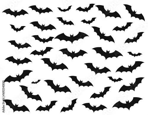 Black bats on a white background