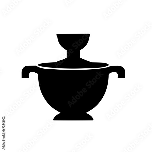 Minimalist black silhouette of an egg separator with bowl and ring