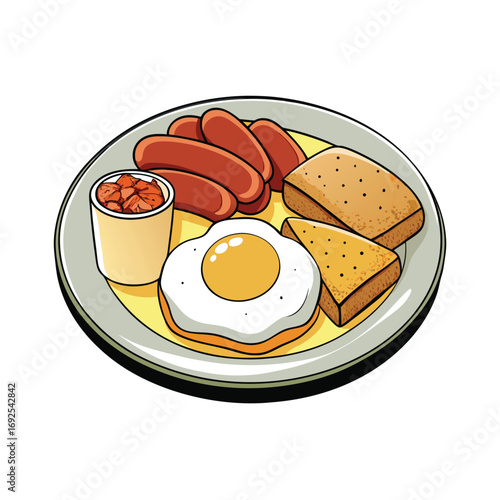Delicious breakfast platter featuring perfectly cooked eggs savory sausage and golden brown toast