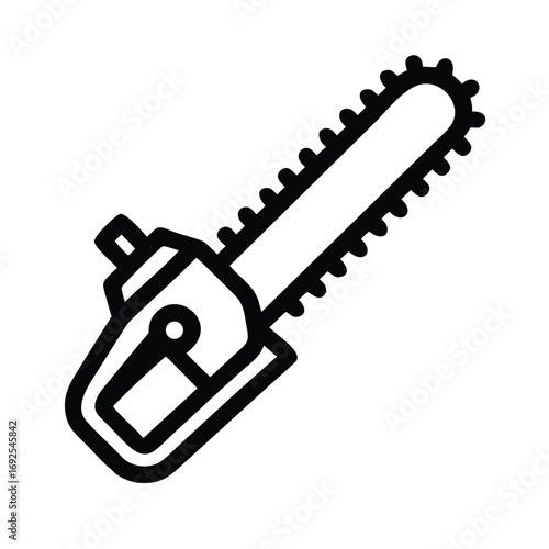 Vector art of chainsaw is a powerful tool for cutting wood, used in forestry, logging, and various construction projects