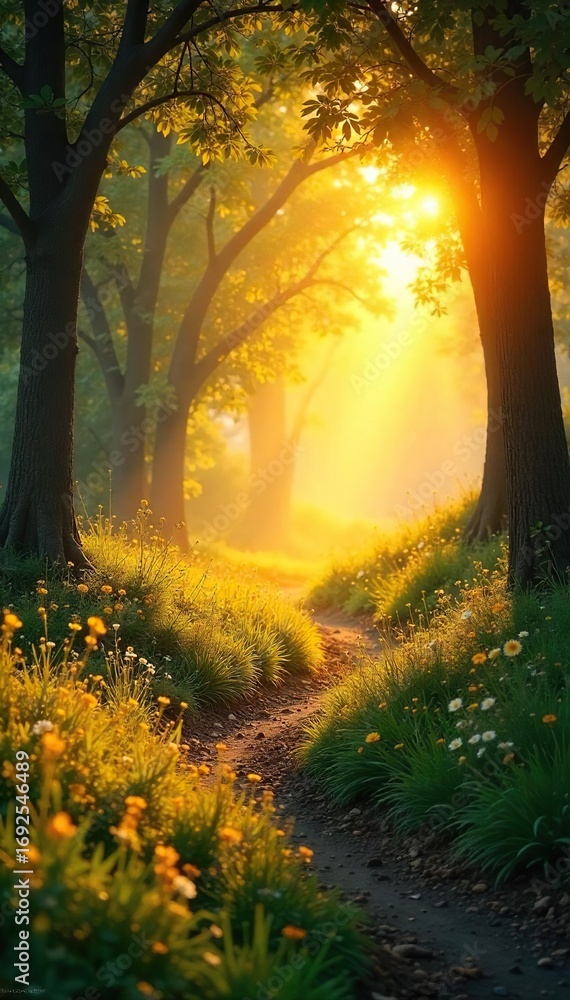 Obraz premium Serene landscape bathed in golden sunlight, conveying peace and tranquility; perfect for meditation or spiritual reflection A sense of ethereal beauty and divine connection , zen, stones