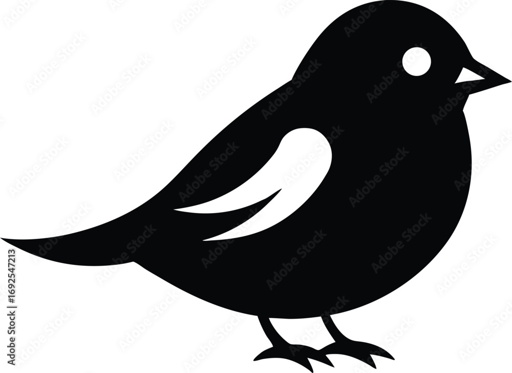 Obraz premium Cute Chickadee Bird Vector, Winter Songbird Silhouette Art