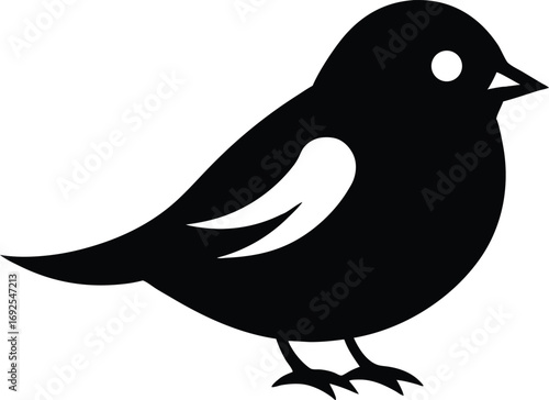 Cute Chickadee Bird Vector, Winter Songbird Silhouette Art