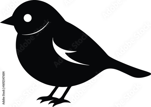 Cute Chickadee Bird Vector, Winter Songbird Silhouette Art