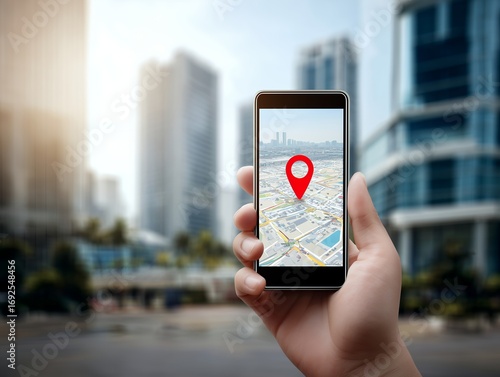 スマートフォンで地図アプリを使い位置情報を確認する手