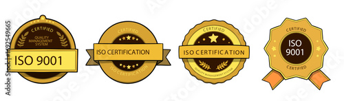 ISO Certified icon, ISO 9001, standard from the International Organization for Standardization, icon 