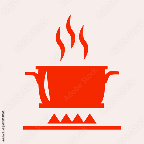 Pot flame symbol artwork trendy useful vector Illustration design beautiful colorful background