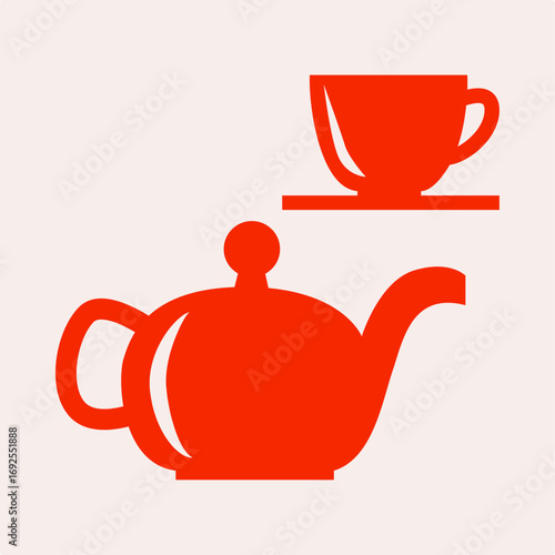 Tea pot and cup symbol artwork trendy useful vector Illustration design beautiful colorful background