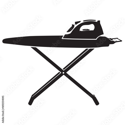 black and white silhouette of an ironing board vector on a white background