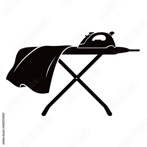 black and white silhouette of an ironing board vector on a white background